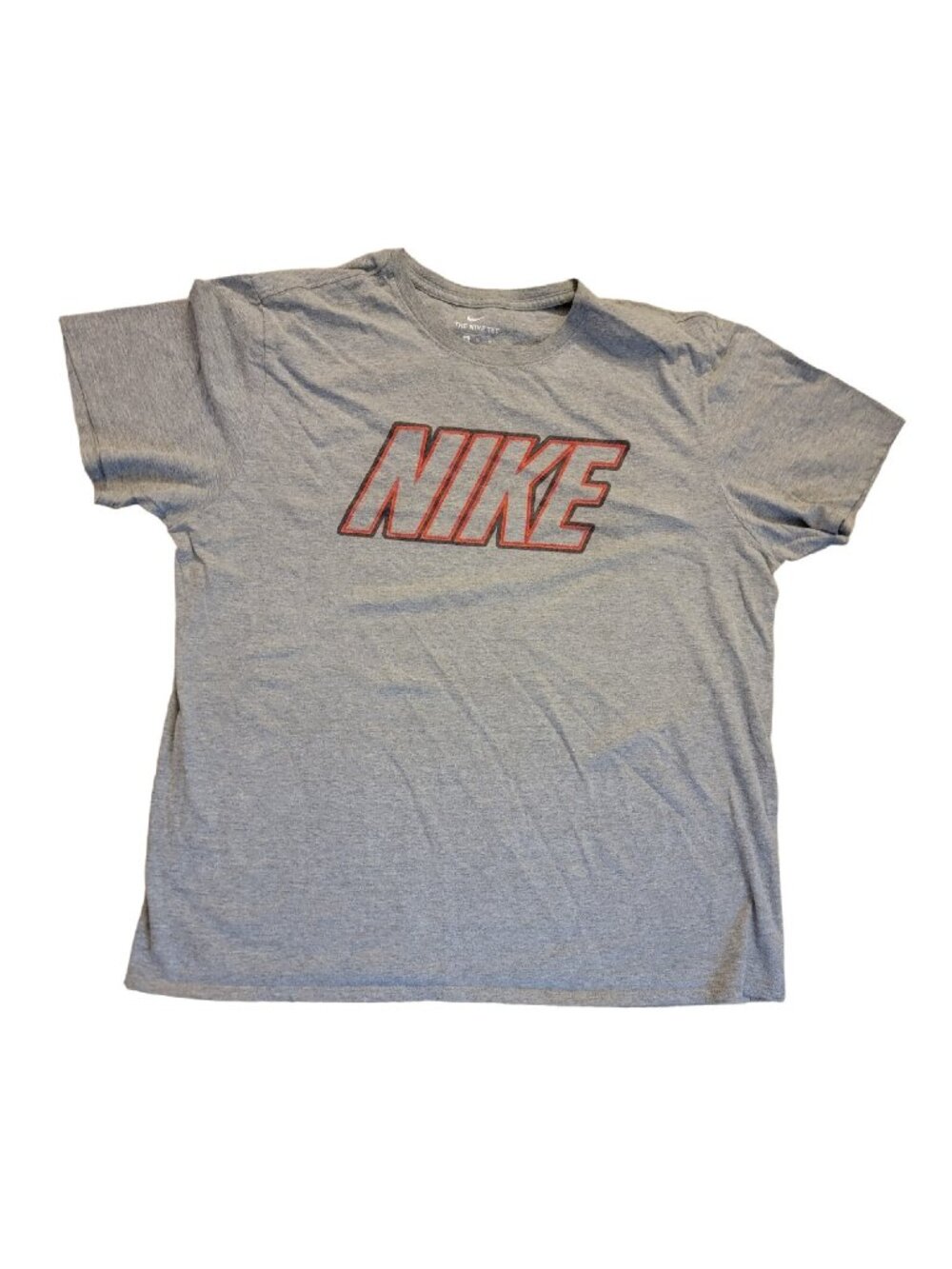 Nike Shirt Gray, Black Gray Red Logo Athletic Crewneck Short Sleeve XL